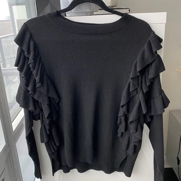 BP Gently Worn Black Ruffle Sleeve Sweater - Size XS - Picture 1 of 2